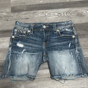Distressed Denim Shorts